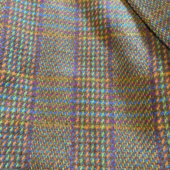 Vintage RARE Find Giorgio Sant’Angelo Tweed Plaid Pure Wool Blazer 12 *Flaw - Picture 5 of 15